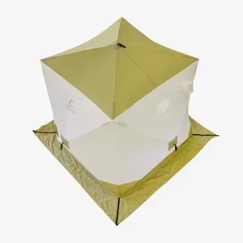 Палатка зимняя куб СЛЕДОПЫТ 2,1 х2,1 м, Oxford 210D PU 1000, S по полу 4,4 кв.м, цв. оливковый/белый