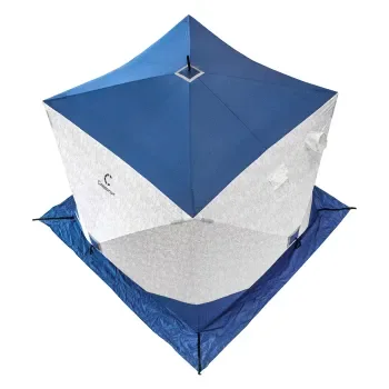 Палатка зимняя куб СЛЕДОПЫТ 1,8 х1,8 м, Oxford 210D PU 1000, S по полу 3,2 кв.м, цв. синий/белый с принтом, фото 10