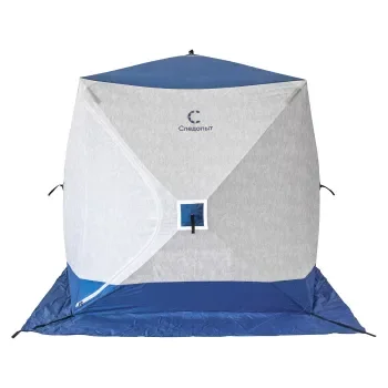 Палатка зимняя куб СЛЕДОПЫТ 1,8 х1,8 м, Oxford 210D PU 1000, S по полу 3,2 кв.м, цв. синий/белый с принтом, фото 9